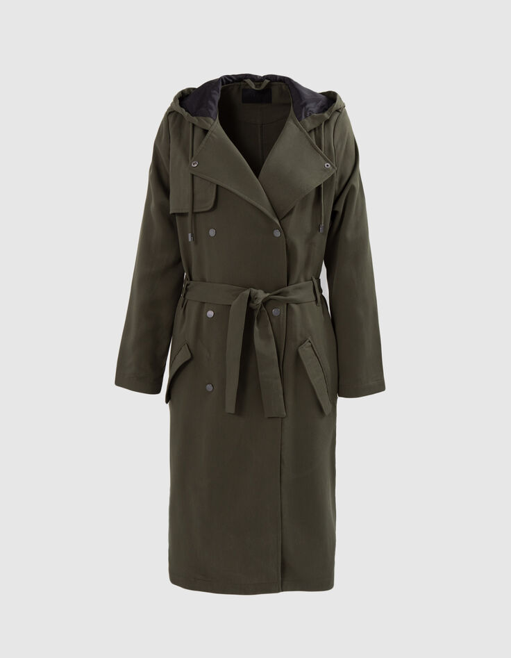 Trench caqui Lyocell® capucha mujer-6
