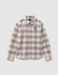 Boys’ grey blue velvet check shirt-1
