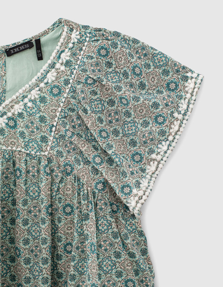 Top holgado aguamarina con estampado geom&eacute;trico ni&ntilde;a-4