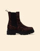 Chelsea laarzen bruin leer Fluwelen zebra motief I.Code-2