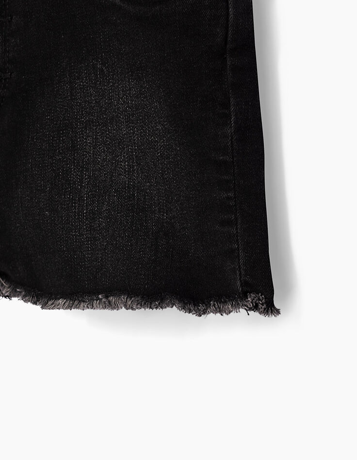Girls’ used black denim shorts, fringed hem -3 Girls’ used black denim shorts, fringed hem -3