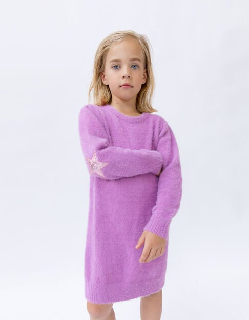 Robe pull rose tricot ultra-doux fille