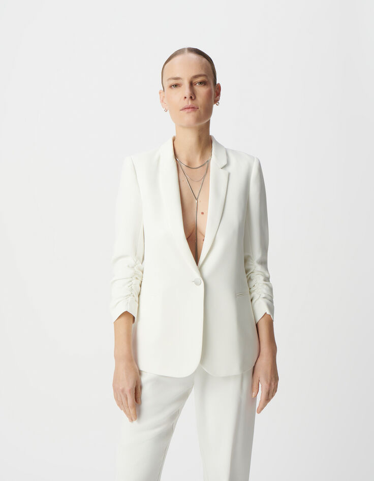 Veste de costume blanc cassé recyclé Femme-3