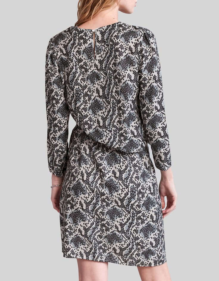 Women’s off-white satin dress with graphic python print-3