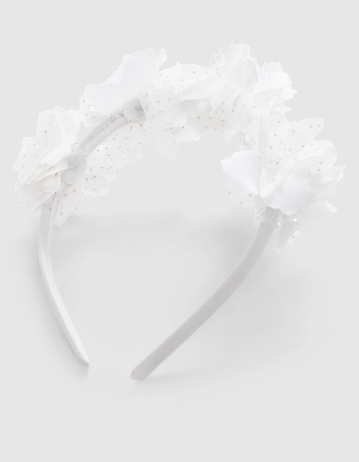 Wit diadeem 3D-bloemenversiering meisjes - IKKS