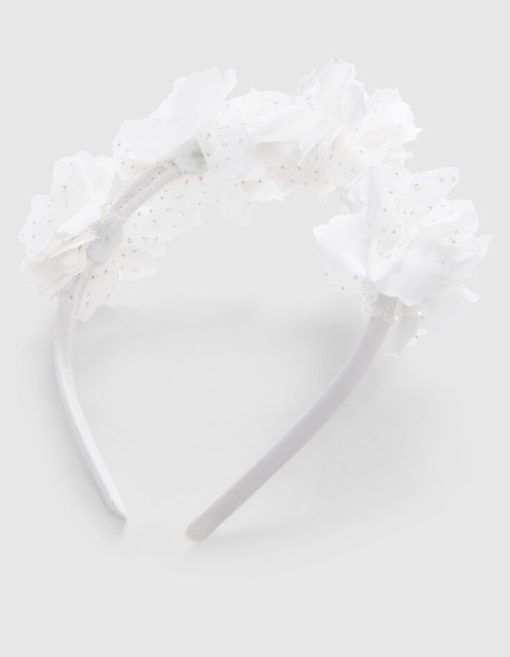 Girls’ white headband with 3D flower decor-2