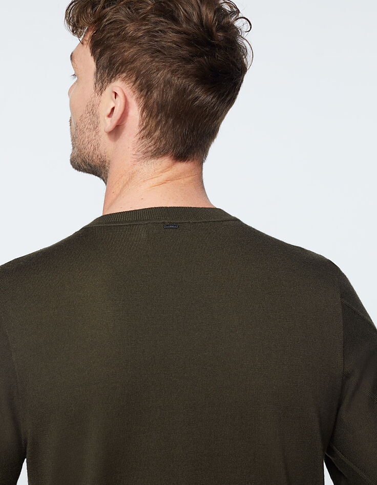 Men’s bronze knit sweater with diagonal lines-5