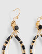 Boucles d'oreilles noir et dor&eacute; perles Heishi Femme-2