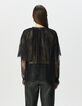 Blouse noire dentelle large volant Femme-4