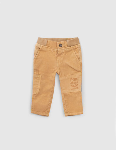 Baby boys’ camel mixed-fabric elasticated trousers - IKKS