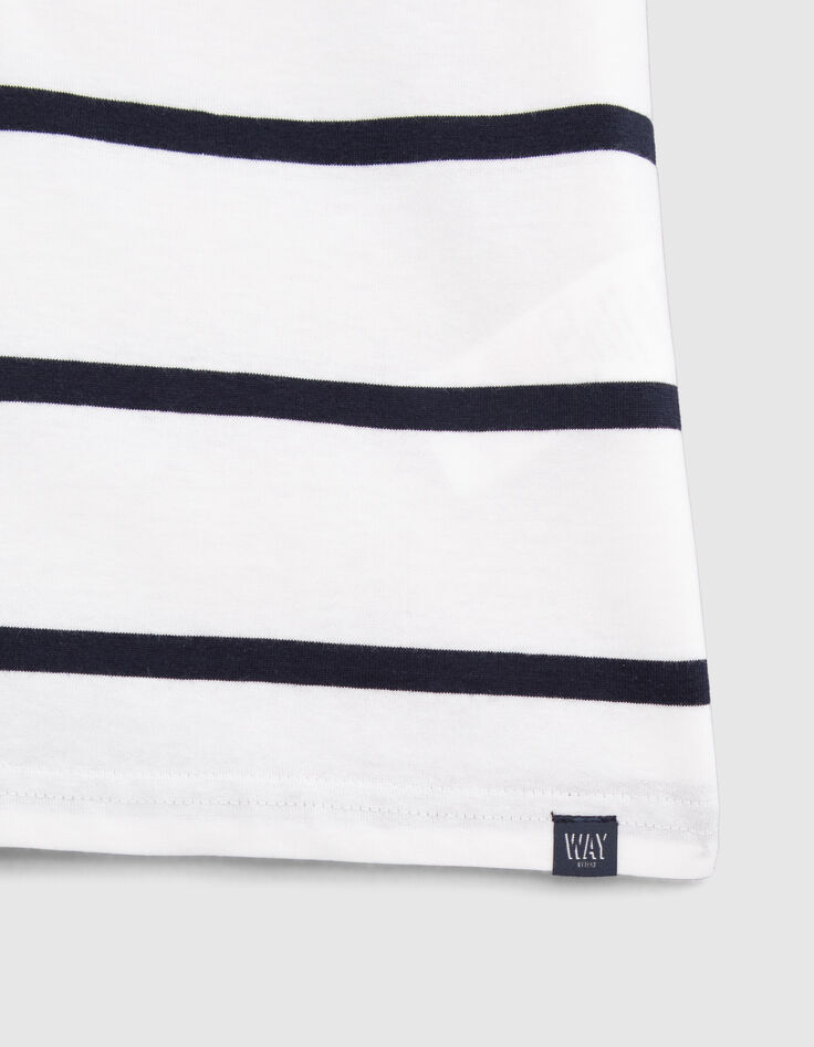Camiseta blanca algodón orgánico logo WAY rayas niño-4