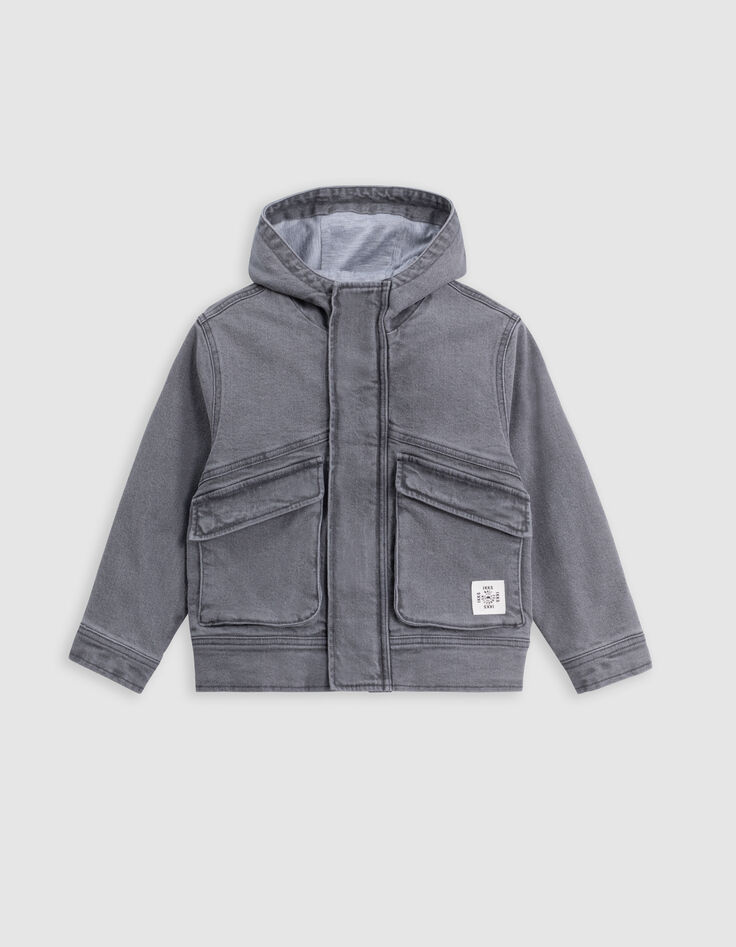 Chaqueta vaquera gris capucha niño-5