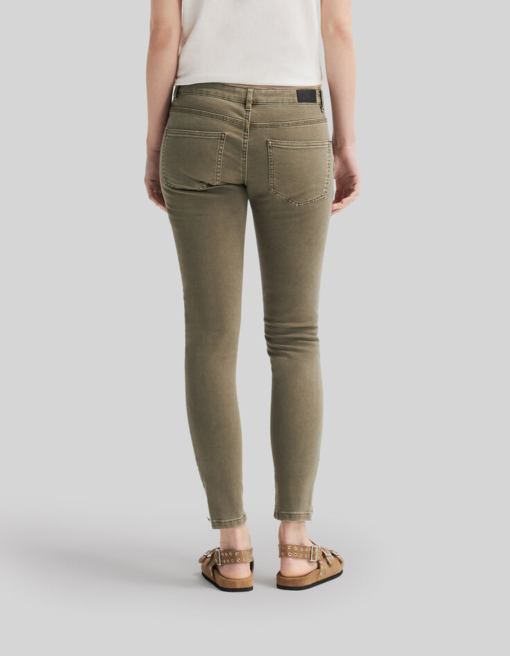 Jean SLIM kaki 7/8ème taille basse femme-3
