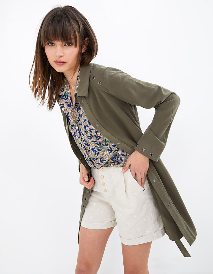 I.Code khaki trench coat with eyelet belt-1