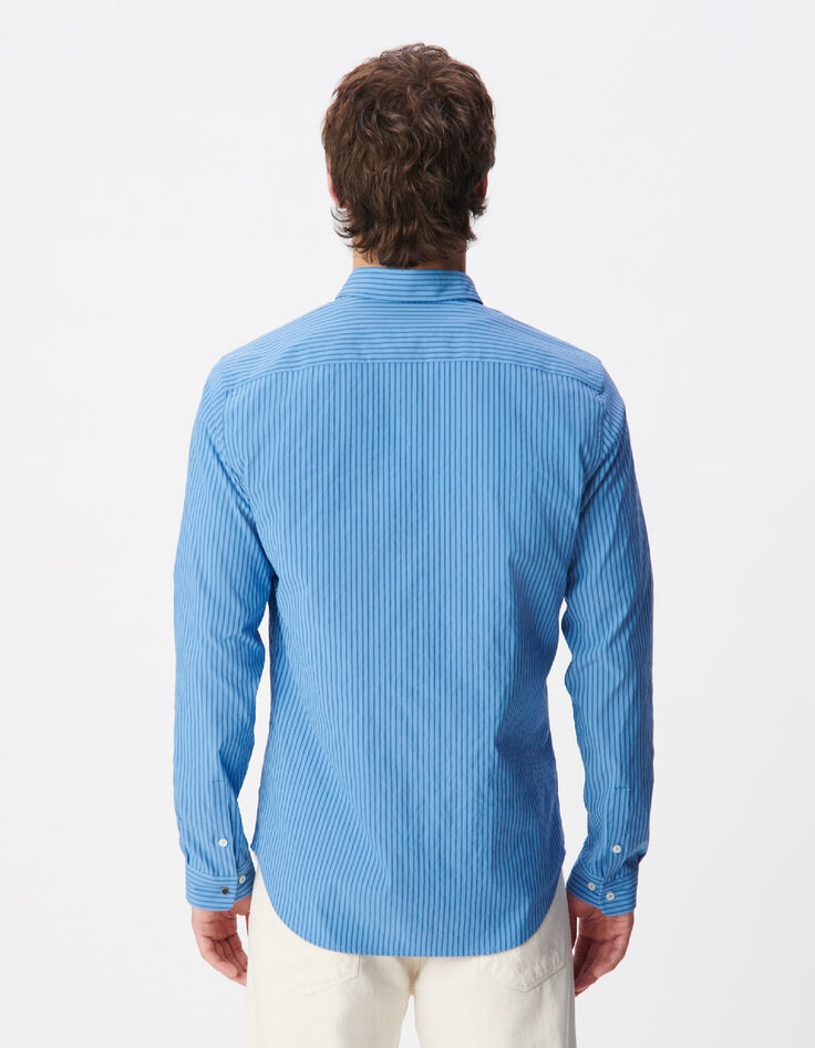 Herren EASY CARE slim blau gestreiftes Hemd-3