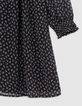 Zwarte micro-pois meisjesjurk met bloemenprint-4 Zwarte micro-pois meisjesjurk met bloemenprint-4