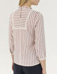 Blouse à rayures et galons de dentelle femme-2
