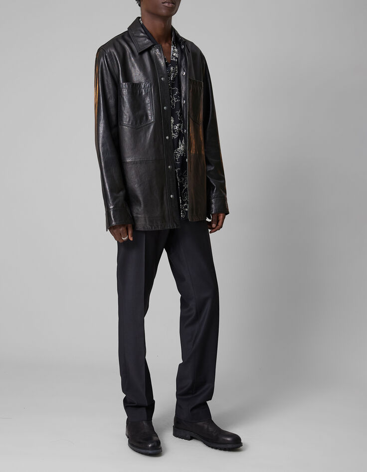Pure Edition - Men's black leather overshirt jacket-1