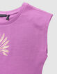 T-shirt violet coton bio palmier-tigre copper fille-7