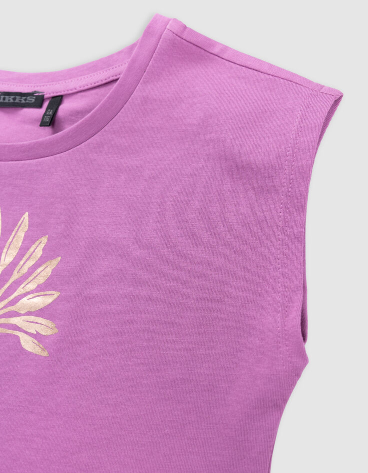 T-shirt violet coton bio palmier-tigre copper fille-7