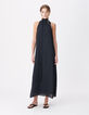 Women's navy long dress with fixed scarf-1