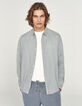 Chemise SLIM bleu grisé en lin Homme-1