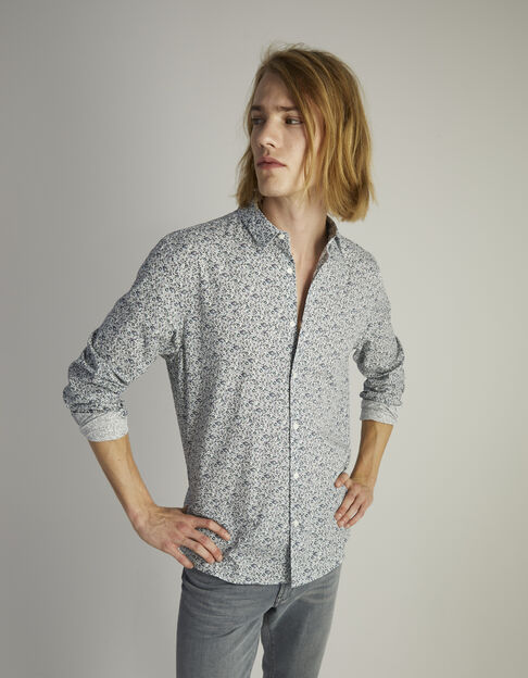 Men’s aqua floral print SLIM shirt
