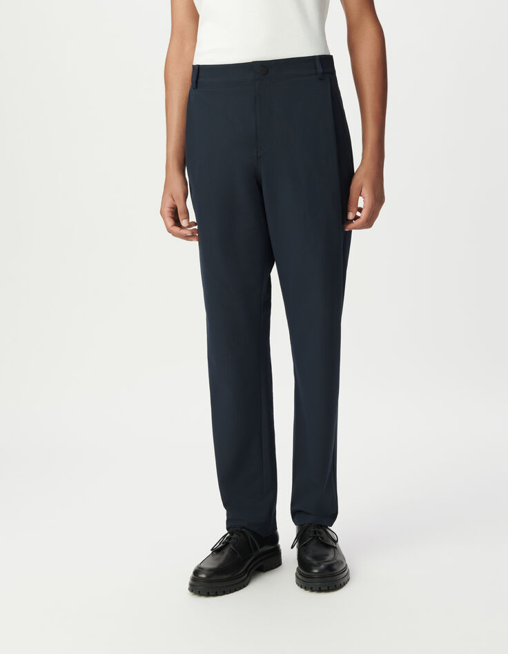 Men&rsquo;s navy seersucker JOGGER trousers-1