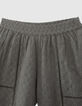 Kaki short jacquardstof en ladderajour meisjes-2