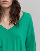 Jersey de punto verde 100% cachemira para mujer-4