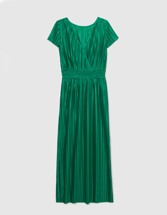Women’s green pleated long dress