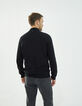 Pull noir camionneur tricot à zip IKKS BETTER Homme-3