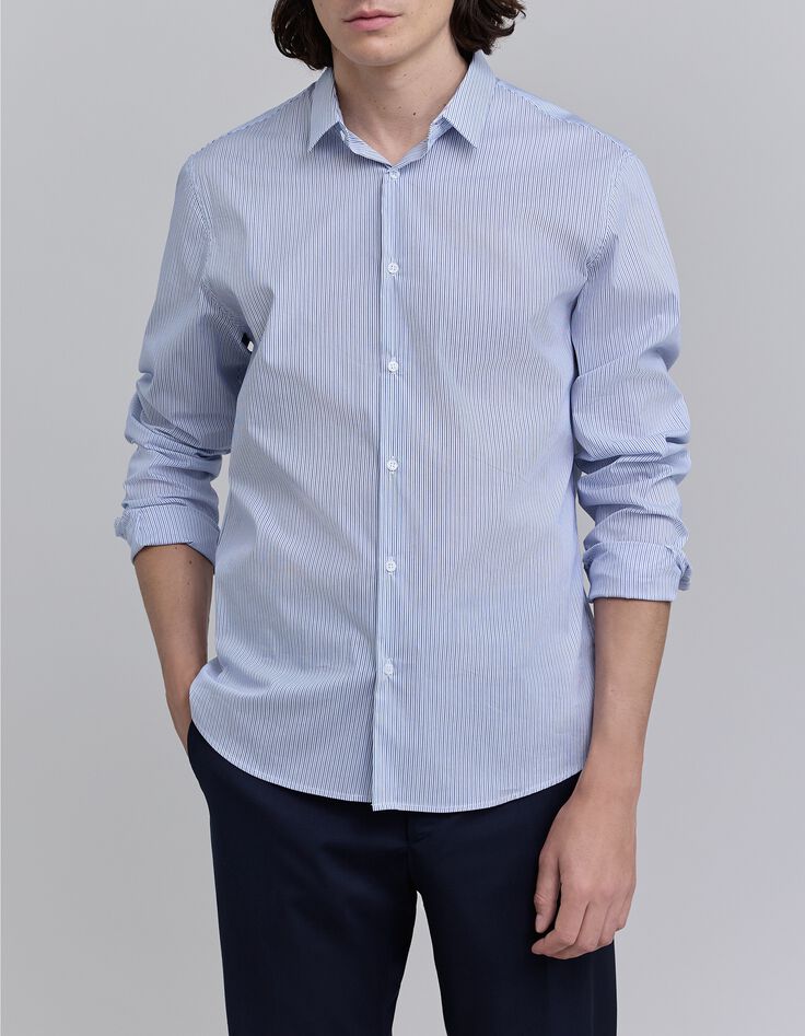 Herren-SLIM-Hemd Off-White zweifarbig gestreift-2