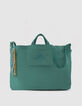 Sac totebag vert toile broderie Femme-1