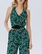 Grüner Damen-Hosenoverall mit Maxi-Blumenprint-4