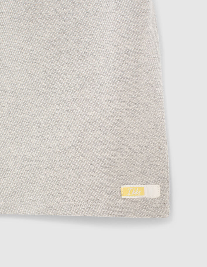 Boys’ medium grey marl decorative knit fabric polo shirt - IKKS