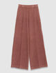 Pantalon large bordeaux gaze de coton Femme-7