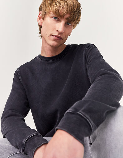 Men’s black faded sweatshirt fabric sweatshirt - IKKS