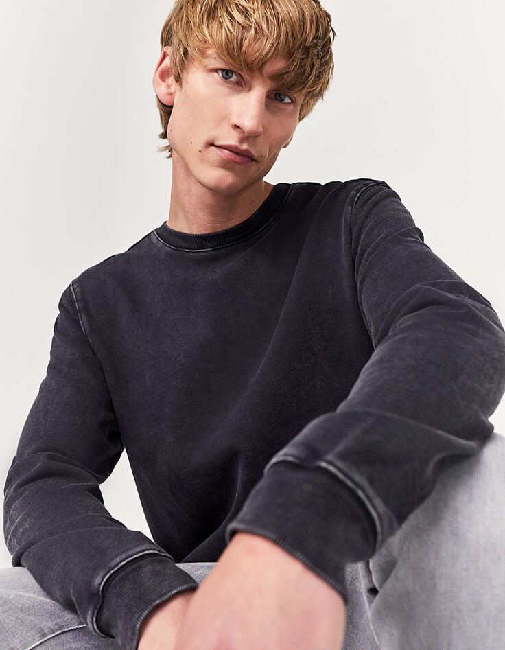 Men’s black faded sweatshirt fabric sweatshirt-1