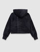 Grijze hoodie velourstricot meisjes-3