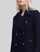 Marineblauwe schippersjas in reli&euml;ftricot Dames-4