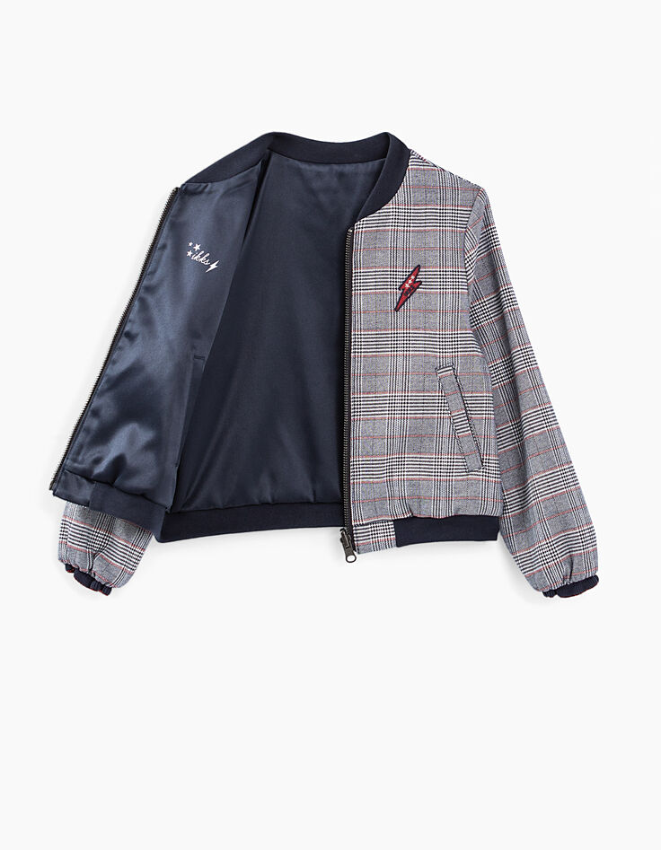 Bomber reversible príncipe de Gales y navy satinada niña-5 Bomber reversible príncipe de Gales y navy satinada niña-5