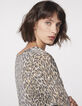 Women’s black panther print V-neck sweater-5