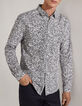 Camisa SLIM azul marino estampado flores blancas Hombre-1