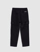 Pantalon BATTLE noir taille élastiquée garçon-3