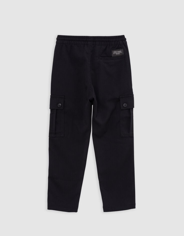 Pantalon BATTLE noir taille élastiquée garçon-3
