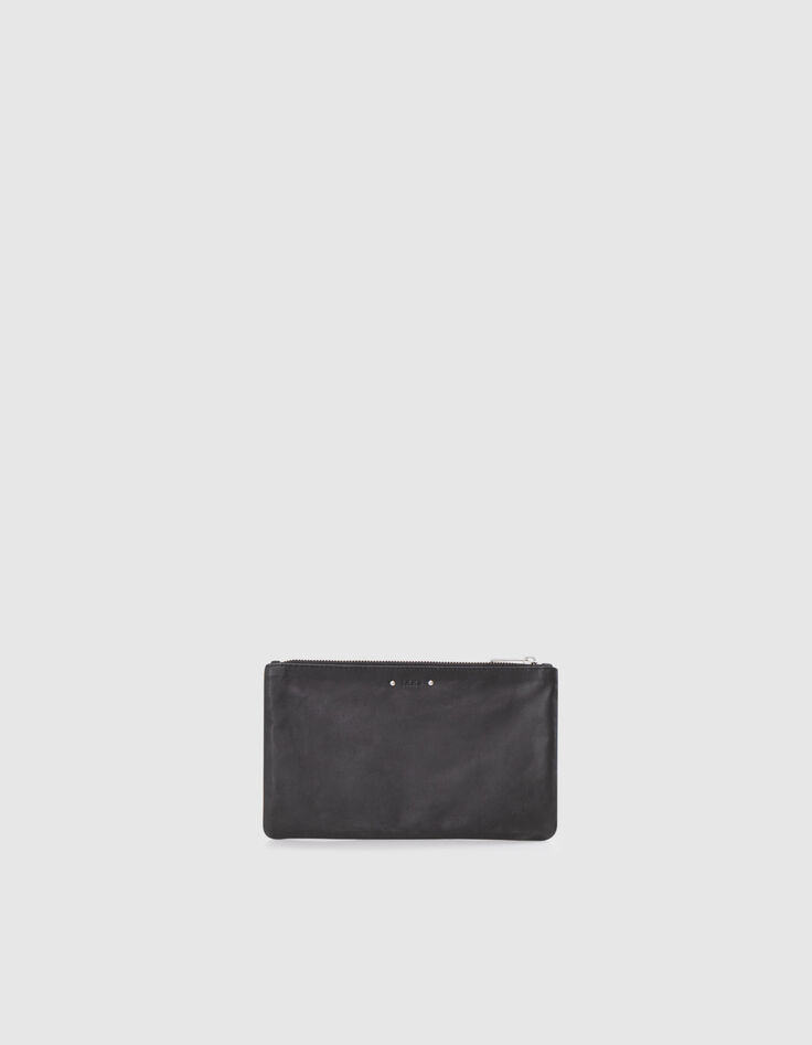 Pochette en cuir d'agneau chevron femme-3