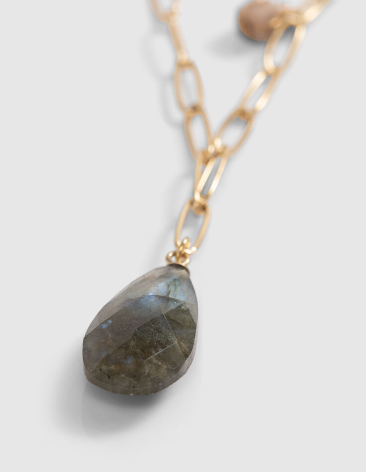 Collier maille dor&eacute;e pendentif femme-3