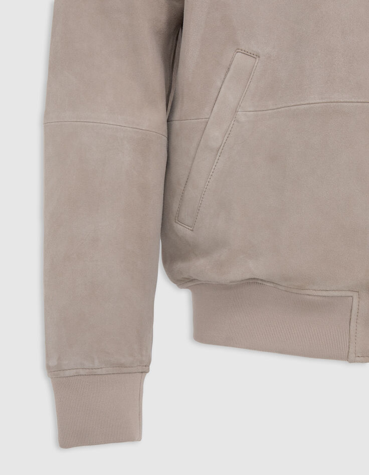 Beige bomber in su&egrave;deleer Heren-7