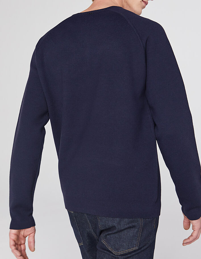 Gemêleerd marine sweater met ronde hals Heren - IKKS